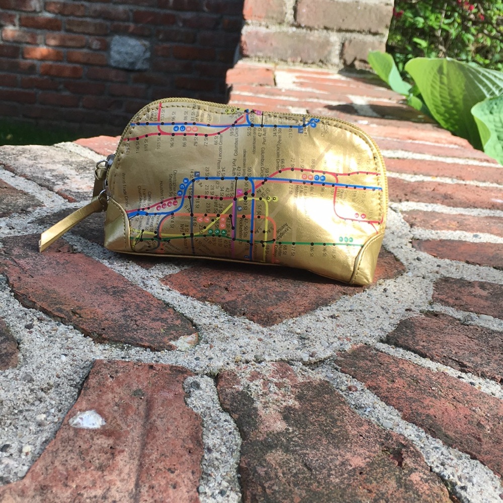 Subway print cosmetic bag